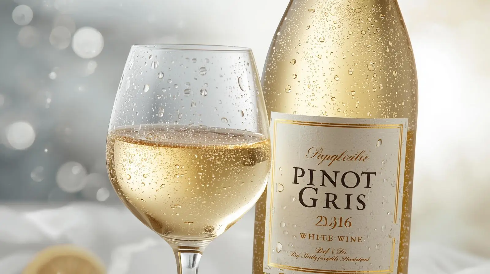 buc anh chai ruou vang trang Pinot Gris