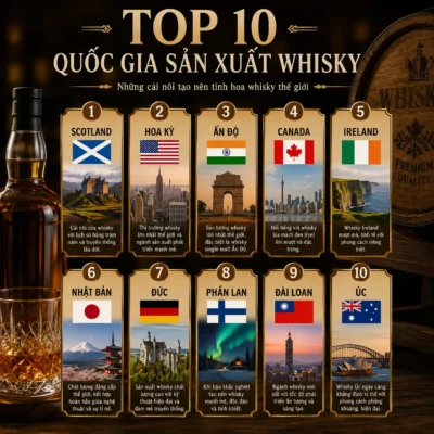 top 10 quốc gia sản xuất whisky lớn nhất thế giới